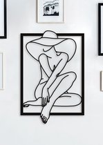 Wanddecoratie | Woman with hat in frame
