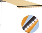Decoways - Luifel handmatig uittrekbaar met LED 300x250 cm geel en wit
