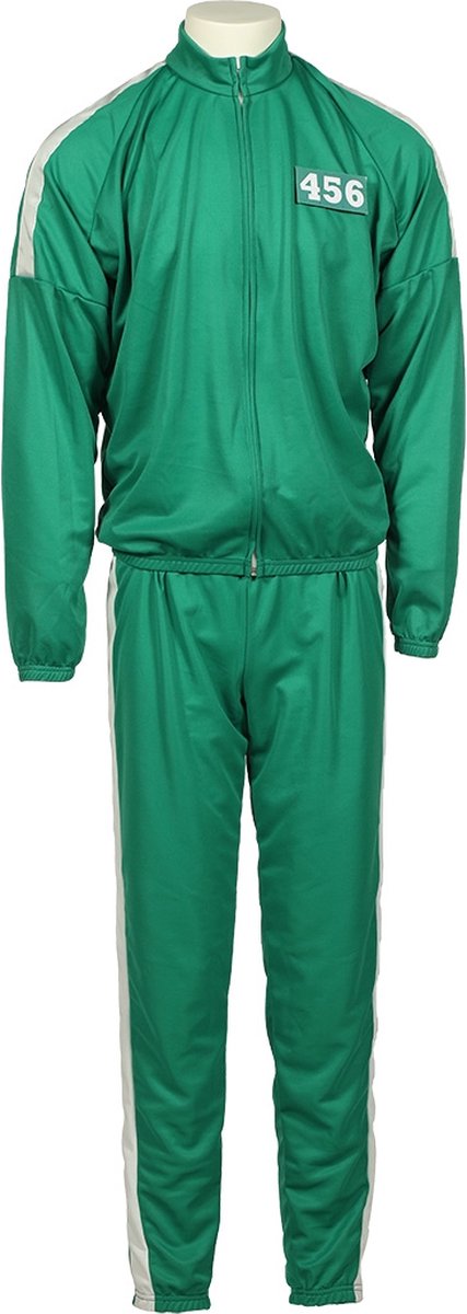 Koreaanse Gamer Deelnemer Retro Trainingspak Groen Met 5 Badges Volwassene Kostuum