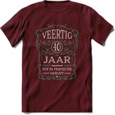 40 Jaar Legendarisch Gerijpt T-Shirt | Aqua - Grijs | Grappig Verjaardag en Feest Cadeau Shirt | Dames - Heren - Unisex | Tshirt Kleding Kado | - Burgundy - XL