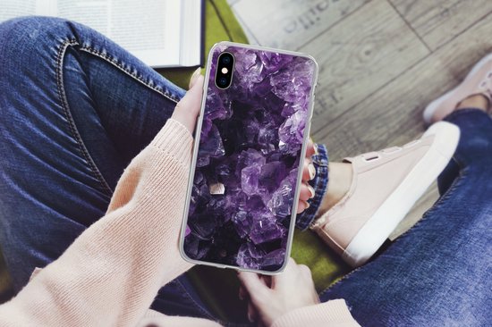 Coque iPhone X - Améthyste - Pierres précieuses - Minéraux - Coque en Siliconen