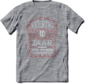 40 Jaar Legendarisch Gerijpt T-Shirt | Rood - Grijs | Grappig Verjaardag en Feest Cadeau Shirt | Dames - Heren - Unisex | Tshirt Kleding Kado | - Donker Grijs - Gemaleerd - M