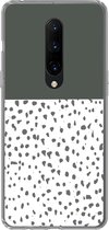 Geschikt voor OnePlus 7 Pro hoesje - Stippen - Grijs - Wit - Siliconen Telefoonhoesje