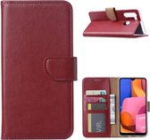 LuxeBass Hoesje geschikt voor Samsung Galaxy M11 - Bookcase Wijnrood - portemonnee hoesje - telefoonhoes - gsm hoes - telefoonhoesjes