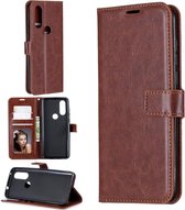 LuxeBass Hoesje geschikt voor Motorola Moto One Vision hoesje book case bruin - bookcase - boekhoesje - book case - boek hoesje