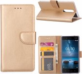 LuxeBass Hoesje geschikt voor Nokia 8 - Bookcase Goud - portemonnee hoesje - telefoonhoes - gsm hoes - telefoonhoesjes