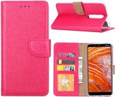 LuxeBass Hoesje geschikt voor Nokia 3.1 Plus - Bookcase Roze - portemonnee hoesje - telefoonhoes - gsm hoes - telefoonhoesjes