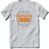 1986 Limited Edition Ring T-Shirt | Zilver - Goud | Grappig Verjaardag en Feest Cadeau Shirt | Dames - Heren - Unisex | Tshirt Kleding Kado | - Licht Grijs - Gemaleerd - 3XL