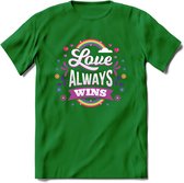 Love Wins | Pride T-Shirt | Grappig LHBTIQ+ / LGBTQ / Gay / Homo / Lesbi Cadeau Shirt | Dames - Heren - Unisex | Tshirt Kleding Kado | - Donker Groen - XXL