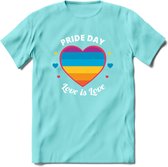 Love Is Love | Pride T-Shirt | Grappig LHBTIQ+ / LGBTQ / Gay / Homo / Lesbi Cadeau Shirt | Dames - Heren - Unisex | Tshirt Kleding Kado | - Licht Blauw - M