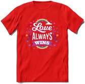 Love Wins | Pride T-Shirt | Grappig LHBTIQ+ / LGBTQ / Gay / Homo / Lesbi Cadeau Shirt | Dames - Heren - Unisex | Tshirt Kleding Kado | - Rood - S