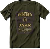 100 Jaar Legendarisch Gerijpt T-Shirt | Paars - Ivoor | Grappig Verjaardag en Feest Cadeau Shirt | Dames - Heren - Unisex | Tshirt Kleding Kado | - Leger Groen - XL