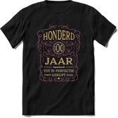 100 Jaar Legendarisch Gerijpt T-Shirt | Oud Roze - Ivoor | Grappig Verjaardag en Feest Cadeau Shirt | Dames - Heren - Unisex | Tshirt Kleding Kado | - Zwart - S