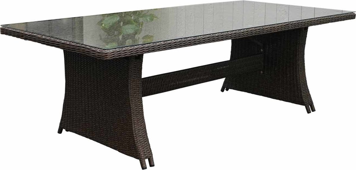 Denza Furniture Pisa dining wicker tuintafel | aluminium + wicker | donkergrijs/donkerbruin | 230x110cm