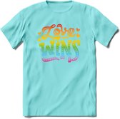 Love Wins | Pride T-Shirt | Grappig LHBTIQ+ / LGBTQ / Gay / Homo / Lesbi Cadeau Shirt | Dames - Heren - Unisex | Tshirt Kleding Kado | - Licht Blauw - S