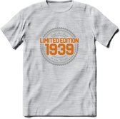 1939 Limited Edition Ring T-Shirt | Zilver - Goud | Grappig Verjaardag en Feest Cadeau Shirt | Dames - Heren - Unisex | Tshirt Kleding Kado | - Licht Grijs - Gemaleerd - L