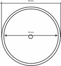 Technische tekening van ronde reflector. Diameter 60 mm. Midden gat 56 mm.