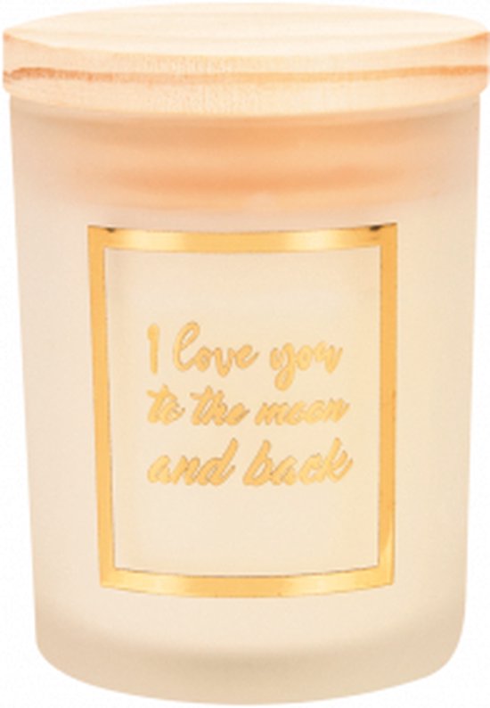 Valentijn - Geurkaars - White/gold - I love you to the moon and back - In cadeauverpakking