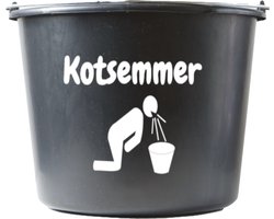Cadeau emmer – 12 liter – zwart – met tekst: Kotsemmer