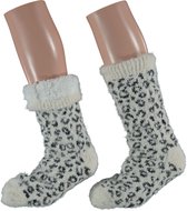 Huissokken dames | Huissok met fake fur | Wit | Maat 36/41 | Huissok | Huissokken dames | Fluffy sokken | Slofsokken | Huissokken anti slip | Huissokken | Anti slip sokken | Warme