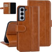 UNIQ Accessoire Samsung Galaxy S22 Plus Leather Book Case case - Marron - Porte-cartes pour 3 cartes - Fermeture magnétique