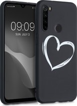 kwmobile telefoonhoesje compatibel met Xiaomi Redmi Note 8T - Hoesje voor smartphone in wit / zwart - Brushed Hart design