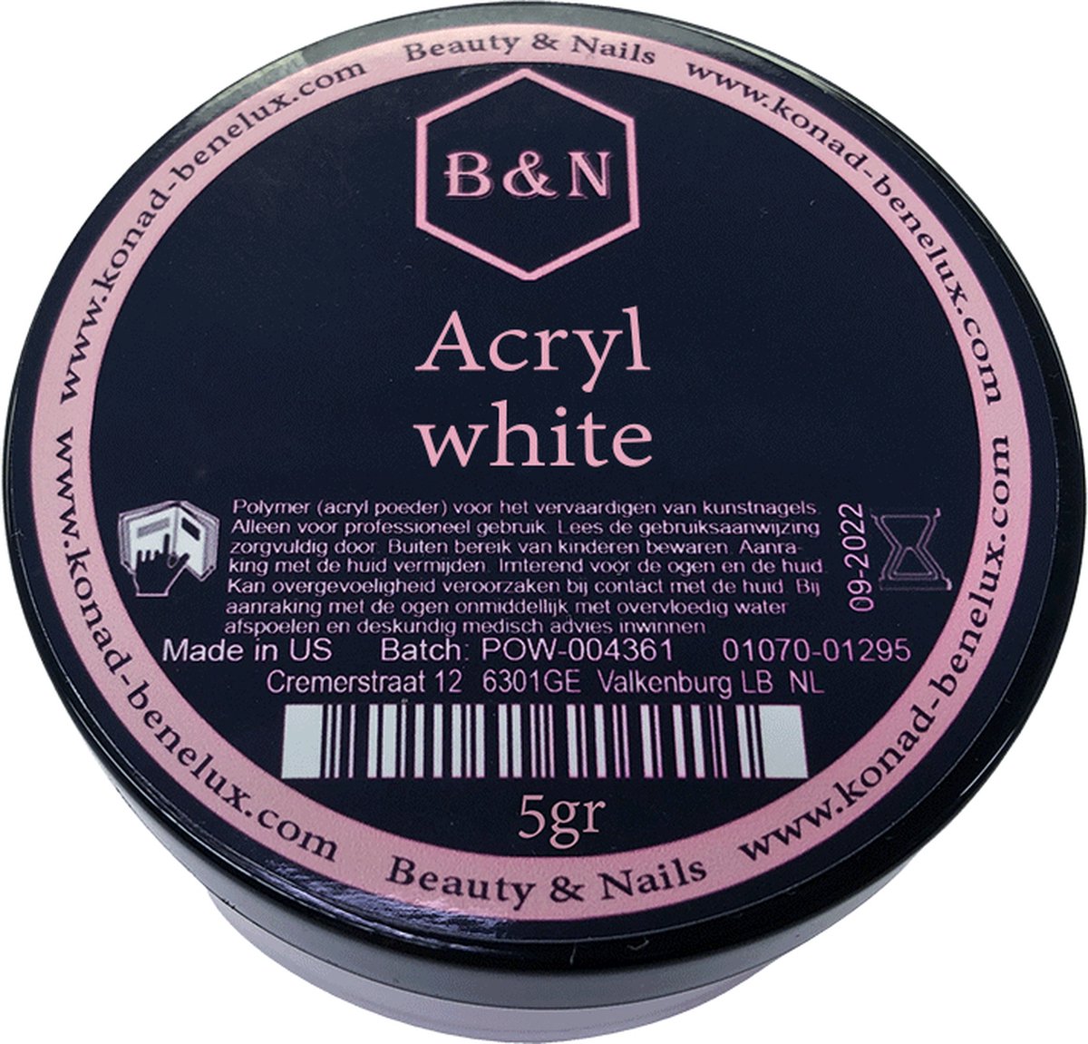 Acryl - white - 5 gr | B&N - acrylpoeder - VEGAN - acrylpoeder