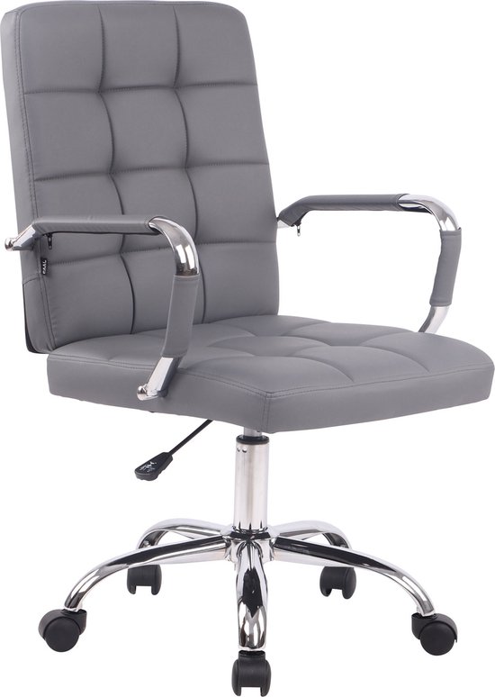 Chaise de bureau Clp DELI PRO avec revêtement en cuir artificiel de haute qualité, chaise de direction avec base en métal - blanc