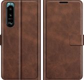 Sony Xperia 5 III Hoesje - Mobigear - Wallet Serie - Kunstlederen Bookcase - Bruin - Hoesje Geschikt Voor Sony Xperia 5 III