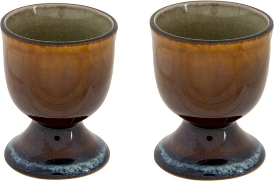 4x pcs coquetiers en porcelaine marron 5 cm - Porte-œufs Système de fixation pour GPS - Décoration de table de Pasen pour le petit déjeuner et le déjeuner