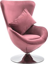 vidaXL Draaistoel eivormig met kussen fluweel roze