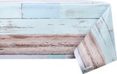 Raved Tafelzeil Steigerhout Planken  140 cm x  210 cm - Blauw - PVC - Afwasbaar
