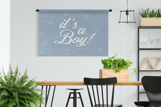Tapisserie - Tapisserie - Baby shower - Garçon - Coeur -Citations - C'est un garçon - Proverbes - 120x80 cm - Tapisserie