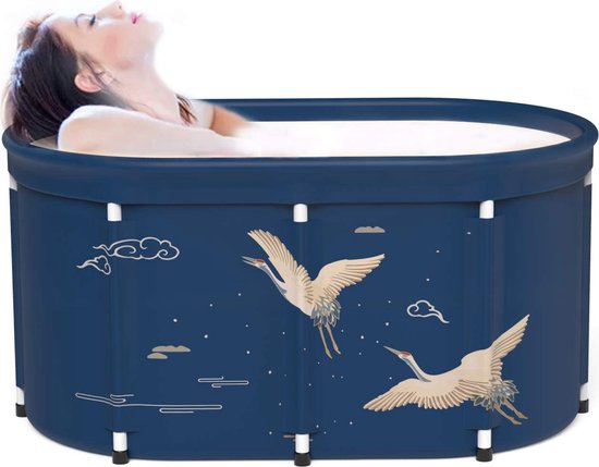 Buxibo - Opvouwbaar bad - Bad voor Volwassenen en Kinderen - Kinderbad - Opzet bad - Ligbad - Opvouwbaar Bad - Groot & Geïsoleerd - Mobiele Badkuip met Afvoer en Pomp - Blauw
