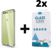 Crystal Backcase Transparant Shockproof Hoesje Huawei P10 Transparant - 2x Gratis Screen Protector - Telefoonhoesje - Smartphonehoesje