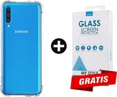 Crystal Backcase Transparant Shockproof Hoesje Samsung Galaxy A70 - Gratis Screen Protector - Telefoonhoesje - Smartphonehoesje
