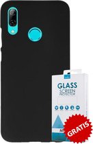 Siliconen Backcover Hoesje Huawei P Smart 2019 Zwart - Gratis Screen Protector - Telefoonhoesje - Smartphonehoesje