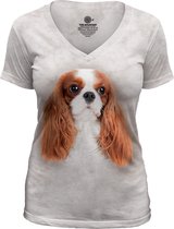 Ladies T-shirt Cavalier King Charles Spaniel V-neck Tri-Blend