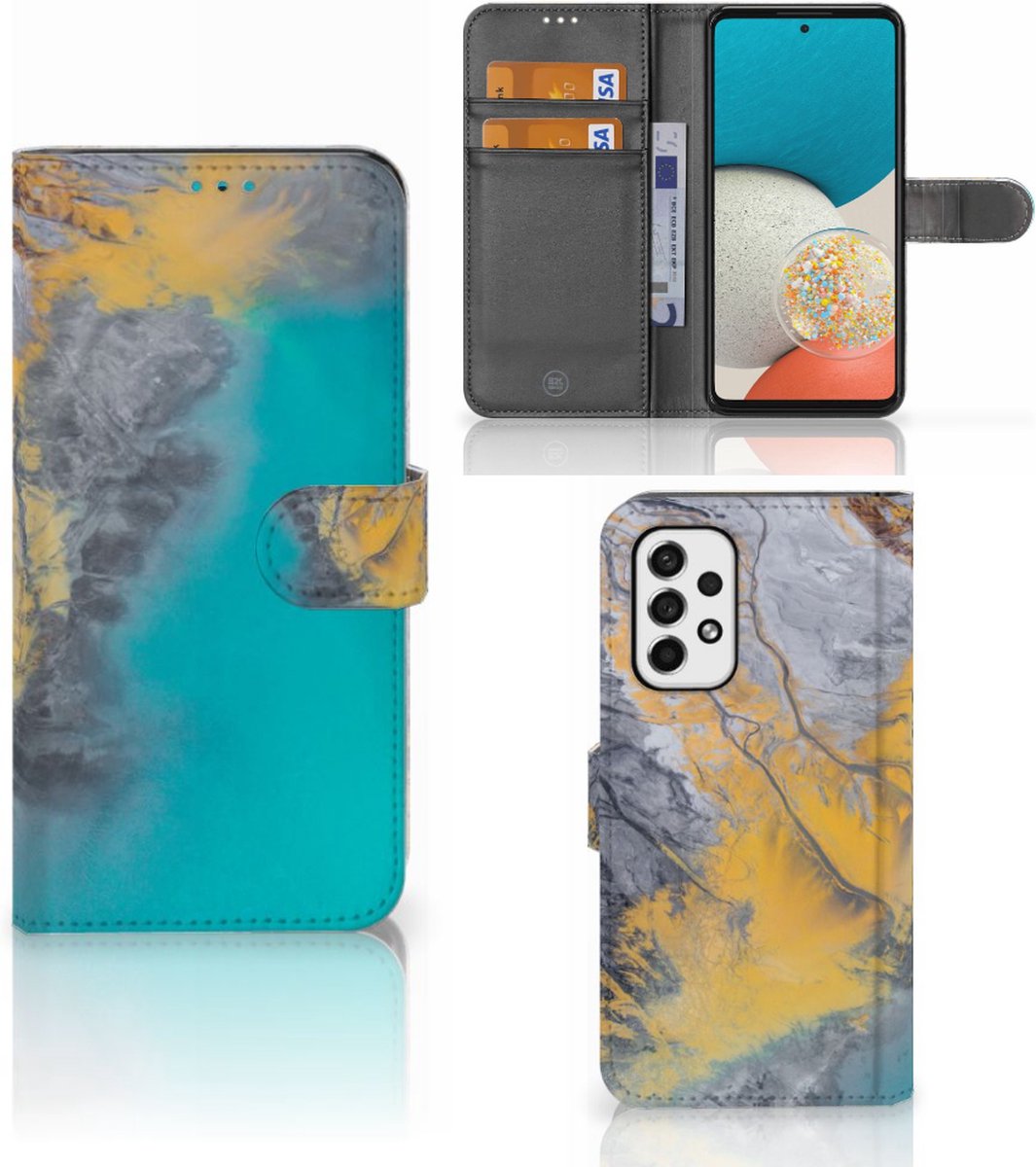 Samsung Galaxy A53 Bookcase Marble Blue Gold
