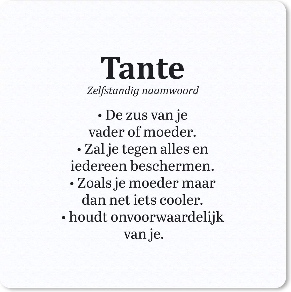 Muismat 30x30 cm - Mousepad Tante - Spreuken - Woordenboek - Muismatten