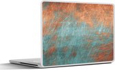 Laptop sticker - 15.6 inch - Metaal - Roest - Brons - Blauw - Abstract - Structuur
