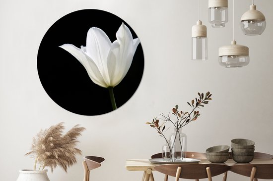 WallCircle - Wall Circle - Wall Circle Indoor - tulp Witte - 120x120 cm - Décoration murale - Peintures Ronds XXL