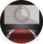 Wandcirkel - Muurcirkel - een rode loper voor een filmscherm - Aluminium - Dibond - ⌀ 120 cm - Binnen en Buiten XXL
