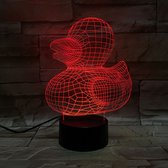 3D Led Lamp Met Gravering - RGB 7 Kleuren - Eendje