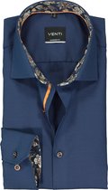 VENTI modern fit overhemd - donkerblauw structuur (contrast) - Strijkvrij - Boordmaat: 40