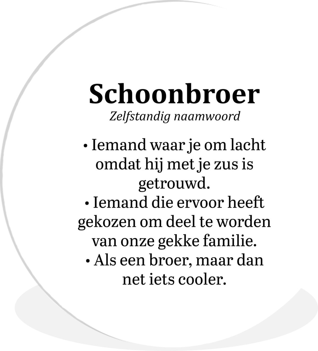 WallCircle - Wandcirkel - Muurcirkel Binnen - Woordenboek - Schoonbroer - Zwart - Wit - 140x140 cm - Wanddecoratie - Ronde Schilderijen