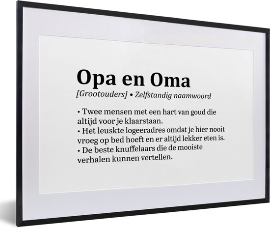Fotolijst incl. Poster - 'Opa en oma' - Quotes - Spreuken - 60x40 cm - Posterlijst