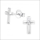 Aramat jewels ® - 925 sterling zilveren oorbellen kruis kristal transparant