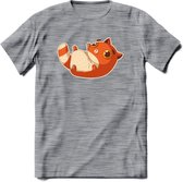 Schattige kat T-Shirt Grappig | Dieren katten Kleding Kado Heren / Dames | Animal Skateboard Cadeau shirt - Donker Grijs - Gemaleerd - S
