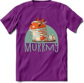 Kat murrmy T-Shirt Grappig | Dieren katten halloween Kleding Kado Heren / Dames | Animal Skateboard Cadeau shirt - Paars - XL